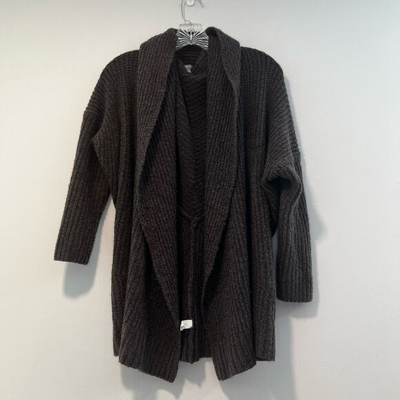 Aerie Oversized Knit Brown Cardgian Sweater Waterfall Collar Size Small - Picture 1 of 9